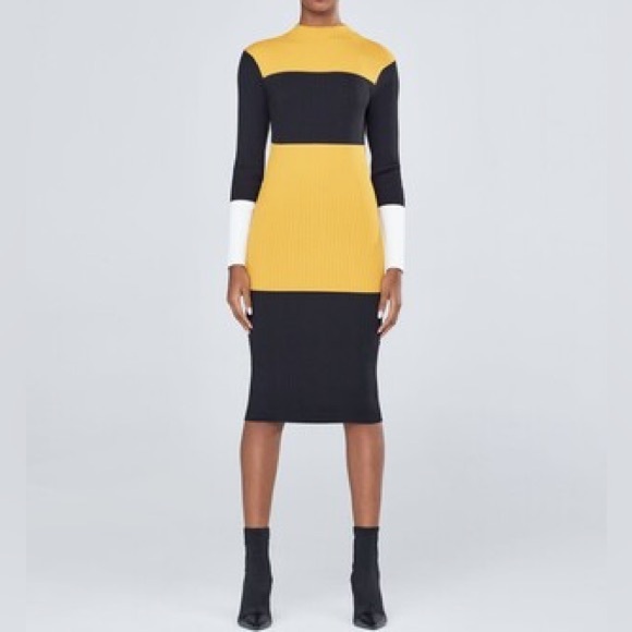 Dresses | Gabrielle Union Colorblock Yellow Black Sweater Dress Size ...